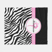 jouw naam Zebra Print Gymnastiek met roze details Fleece Deken (Voorkant (Horizontaal))