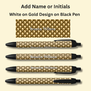 Jouw namen of Initialen op goud Abstract Zwarte Inkt Pen