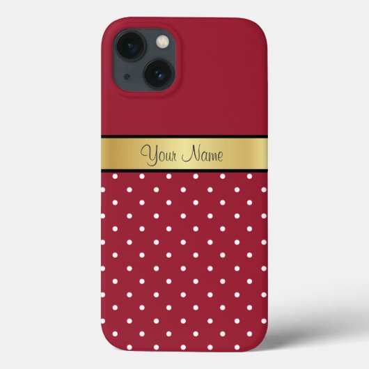 Jouw namen op gouden, elegante kruidige rode & wit Case-Mate iPhone case (Achterkant)