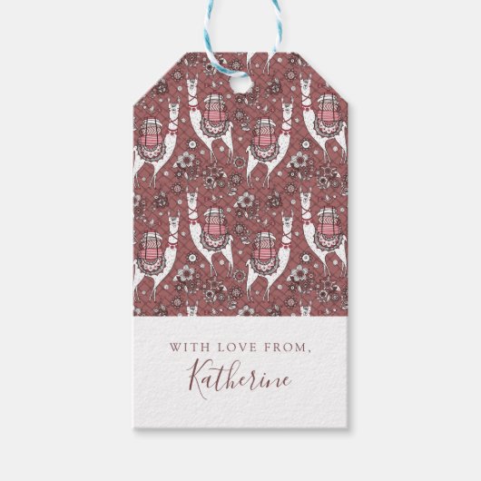 Jouw namen toevoegen | Grappig lama patroon Cadeaulabel (Voorkant)