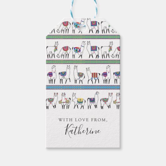 Jouw namen toevoegen | Llama Stripe Pattern Cadeaulabel (Voorkant)