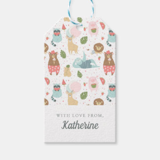 Jouw namen toevoegen | Luiaard en vrienden patroon Cadeaulabel