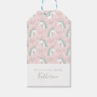 Jouw namen toevoegen | Zoete bloemige eenhoorn pat Cadeaulabel