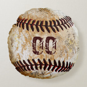 Jouw NUMMER OP DE TRUI Ronde Vintage Baseball Kuss Rond Kussen