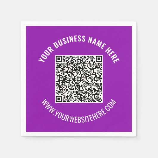 Jouw QR-code info aangepaste tekst en kleuren serv Servet (Voorkant)