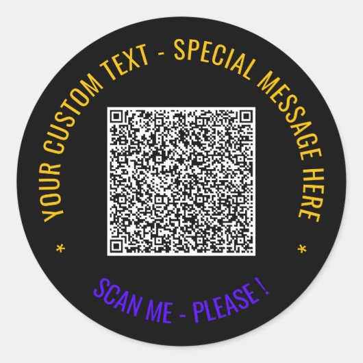 Jouw QR-code sticker met eigen tekst Kies kleur (Voorkant)