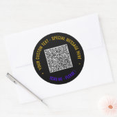 Jouw QR-code sticker met eigen tekst Kies kleur (Envelop)