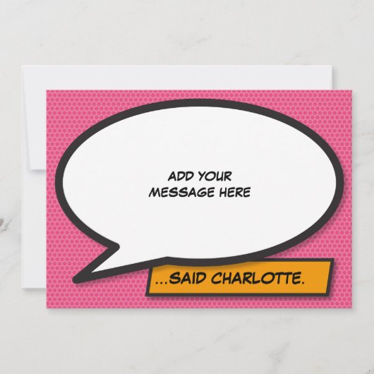 Jouw spraakballon leuk retro stripboek kaart (Voorkant)