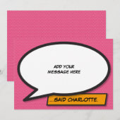 Jouw spraakballon leuk retro stripboek kaart (Voorkant / Achterkant)