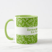 Jouw tekst: 100ste verjaardag nummer Patroon Groen Mok (Links)