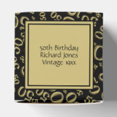 Jouw tekst 50th Birthday Number Pattern Gold/Black Bedankdoosjes (Bovenkant)