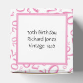 Jouw tekst 70ste verjaardag nummer Patroon Roze/Wi Bedankdoosjes (Bovenkant)