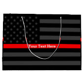 jouw tekst - Aangepaste Thin Red Line Grey Amerika Large Cadeautasje (Achterkant)