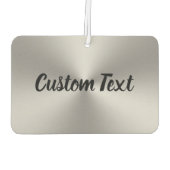 Jouw tekst Black Script Silver Brushed Metal Look Luchtverfrisser (Achterkant)