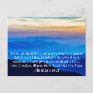 Jouw tekst blauw gebergte Ephesians 3:20-21 Briefkaart
