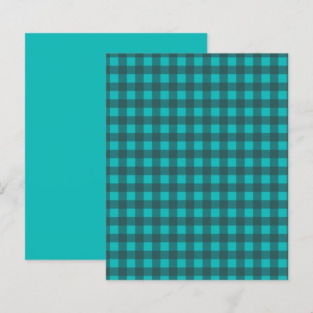 Jouw tekst Blauwgroen Check Plaid Pattern Paper aa (Voorkant / Achterkant)