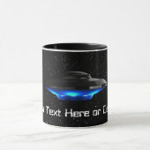 Jouw tekst Cool Blue Alien Vliegende Schotel Ruimt Mok (Midden)