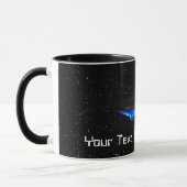 Jouw tekst Cool Blue Alien Vliegende Schotel Ruimt Mok (Links)