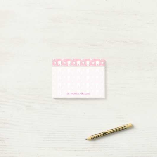 Jouw tekst | Cute Pink Teeth Post-it® Notes (Op bureau)