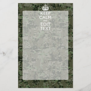 Jouw tekst Digital Camouflage Olive Green Keep Cal Briefpapier