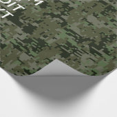 Jouw tekst Digital Camouflage Olive Green Keep Cal Cadeaupapier (Hoek)