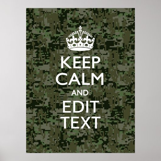 Jouw tekst Digital Camouflage Olive Green Keep Cal Poster (Voorkant)