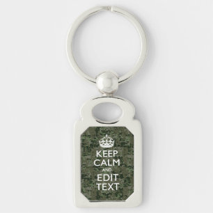 Jouw tekst Digital Camouflage Olive Green Keep Cal Sleutelhanger