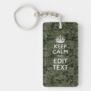 Jouw tekst Digital Camouflage Olive Green Keep Cal Sleutelhanger
