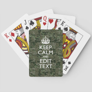 Jouw tekst Digital Camouflage Olive Green Keep Cal Speelkaarten