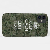 Jouw tekst Digital Camouflage Woodland Keep Calm Case-Mate iPhone Case (Achterkant (horizontaal))
