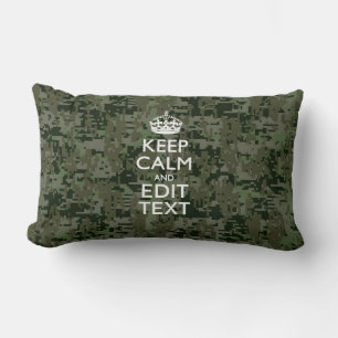 Jouw tekst Digital Camouflage Woodland Keep Calm Kussen
