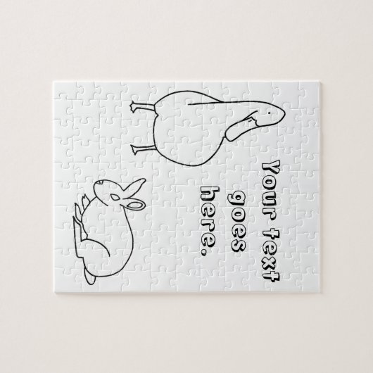 Jouw tekst-, Duck- en Bunny Rabbit-tekenpuzzels Legpuzzel (Horizontaal)