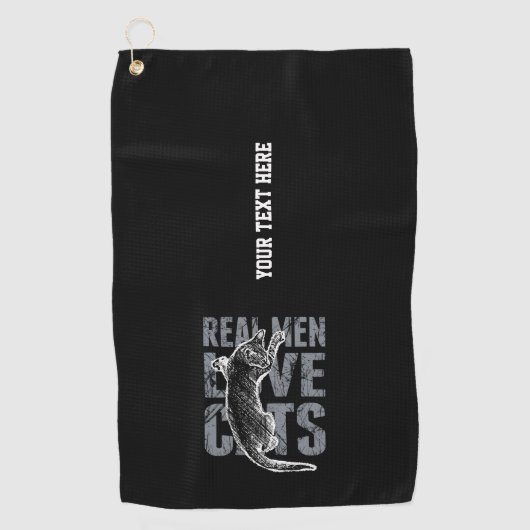 Jouw tekst Echte Mannen houden van kattenachtige s Golfhanddoek (Voorkant)