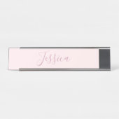 Jouw tekst | Elegant Script & Zacht Blush Roze Bureau Naambordje (Voorkant)