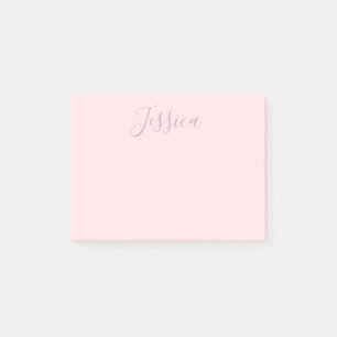 Jouw tekst   Elegant Script & Zacht Blush Roze Post-it® Notes