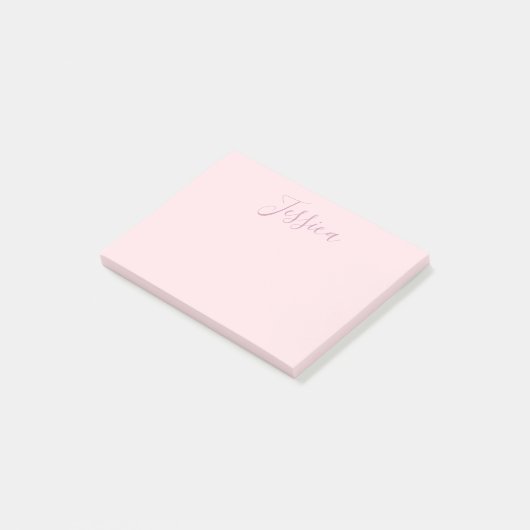 Jouw tekst | Elegant Script & Zacht Blush Roze Post-it® Notes (Schuin)