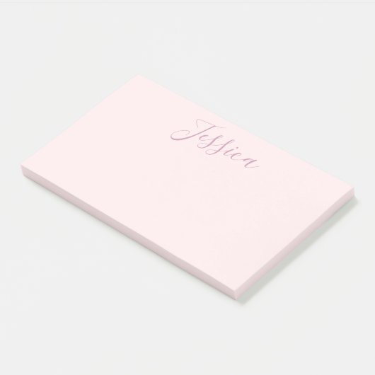 Jouw tekst | Elegant Script & Zacht Blush Roze Post-it® Notes (Schuin)