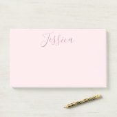Jouw tekst | Elegant Script & Zacht Blush Roze Post-it® Notes (Op bureau)