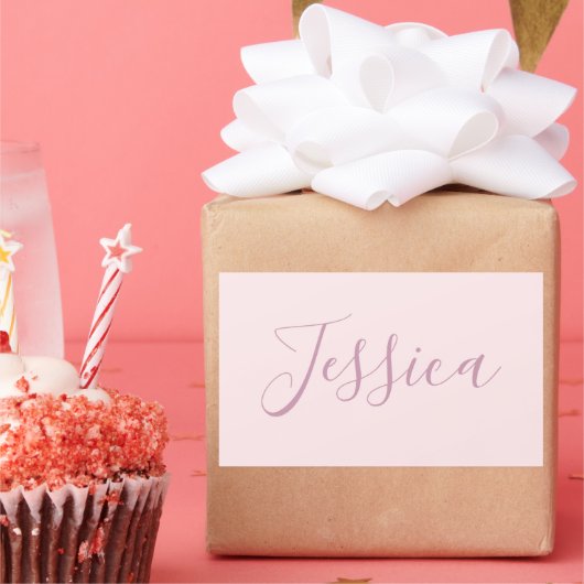 Jouw tekst | Elegant Script & Zacht Blush Roze Rechthoekige Sticker (Feest)