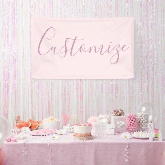 Jouw tekst | Elegant Script & Zacht Blush Roze Spandoek (Feest)