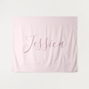 Jouw tekst   Elegant Script & Zacht Blush Roze Wandkleed