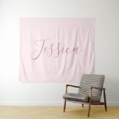 Jouw tekst | Elegant Script & Zacht Blush Roze Wandkleed (In Situ (horizontaal))