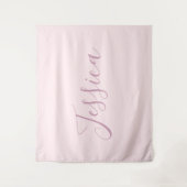 Jouw tekst | Elegant Script & Zacht Blush Roze Wandkleed (Voorkant)