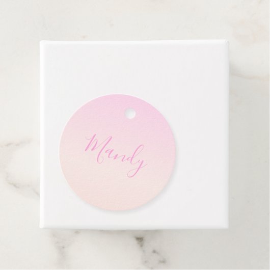 Jouw tekst | Elegant Script & Zachte Blush Roze Om Bedankjes Labels (In situ)