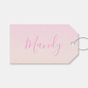 Jouw tekst   Elegant Script & Zachte Blush Roze Om Cadeaulabel