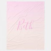 Jouw tekst | Elegant Script & Zachte Blush Roze Om Fleece Deken (Voorkant)