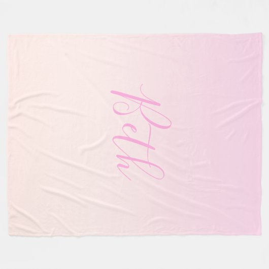 Jouw tekst | Elegant Script & Zachte Blush Roze Om Fleece Deken (Voorkant (Horizontaal))
