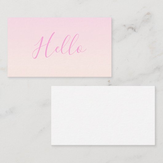 Jouw tekst | Elegant Script & Zachte Blush Roze Om Informatiekaartje (Voorkant / Achterkant)