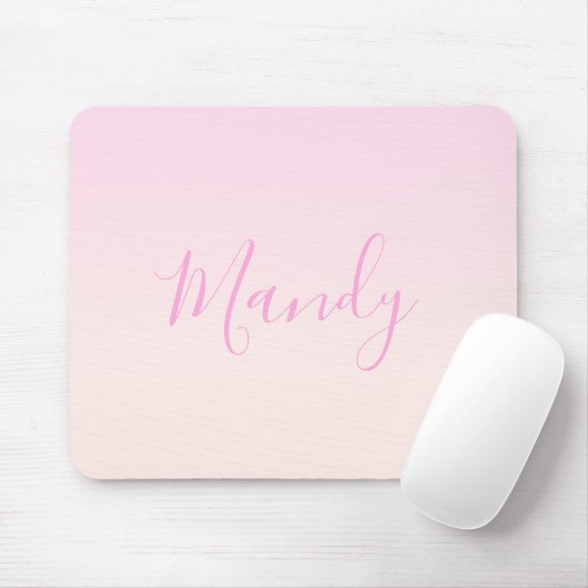 Jouw tekst | Elegant Script & Zachte Blush Roze Om Muismat (Met muis)