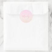 Jouw tekst | Elegant Script & Zachte Blush Roze Om Ronde Sticker (Tas)